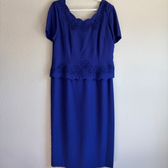 Vtg 80s Karin Stevens dress 16M Dark Purple/Blue Wedding Mother of Bride Wedding - Picture 2 of 11